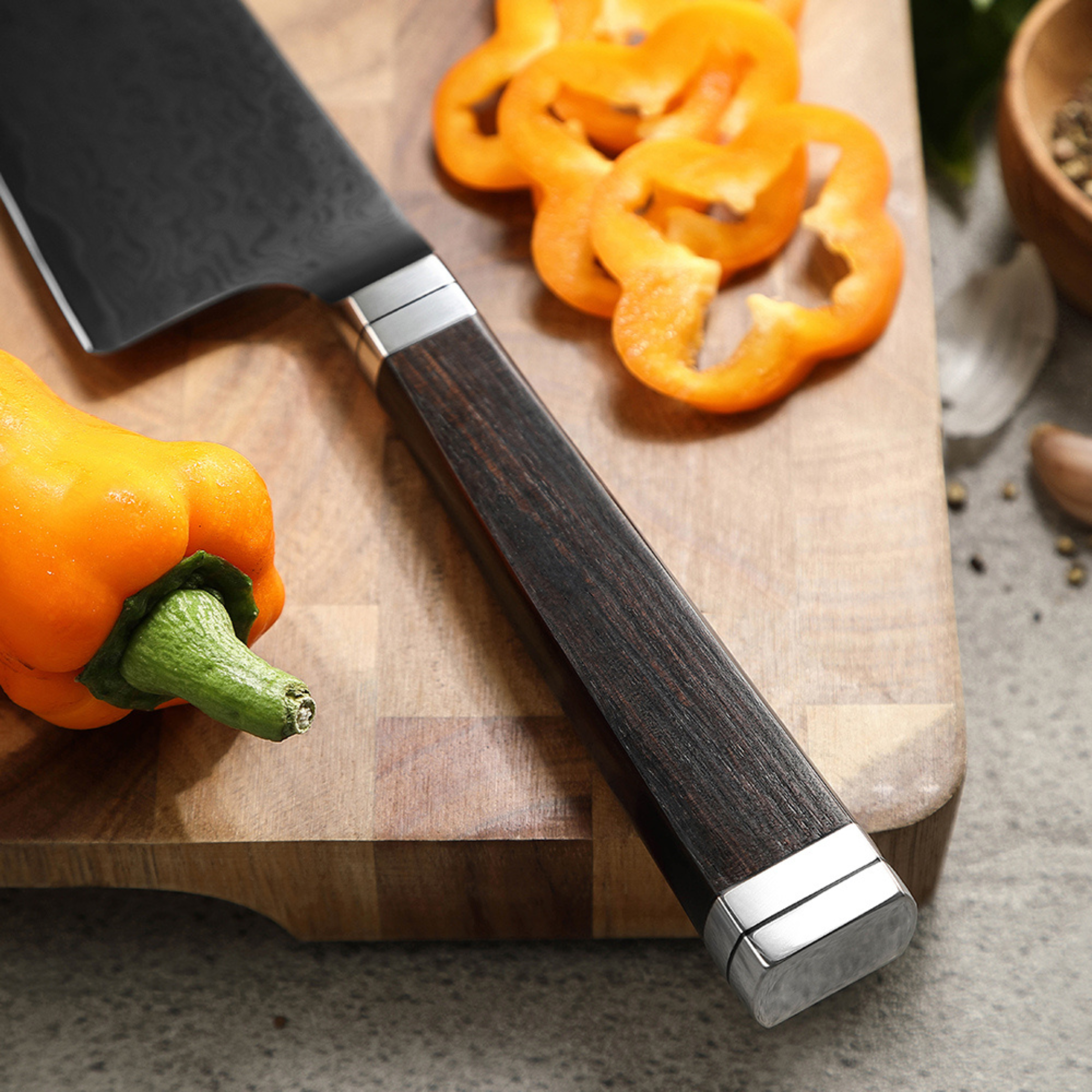 Cuchillo Bunka 8" Alto Carbono Damasco (X08E-QF)