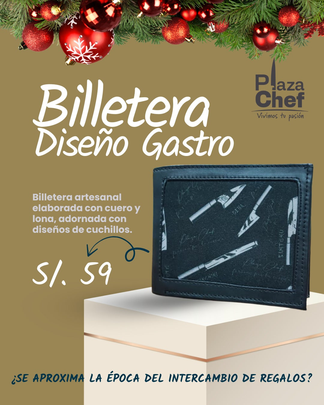 Billetera de Cuero Artesanal Plaza Chef