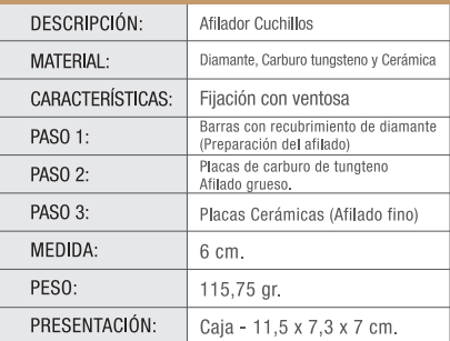 Afilador de Cuchillos- Fijación con Ventosa 3 Claveles