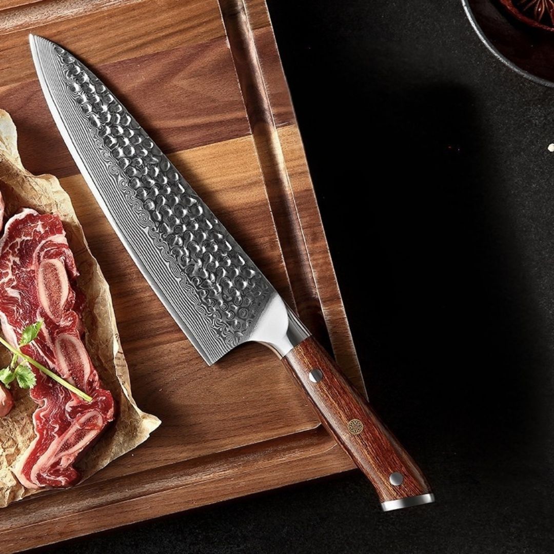 Cuchillo Chef 8" Damasco, Alto Carbono (B13D-CS)
