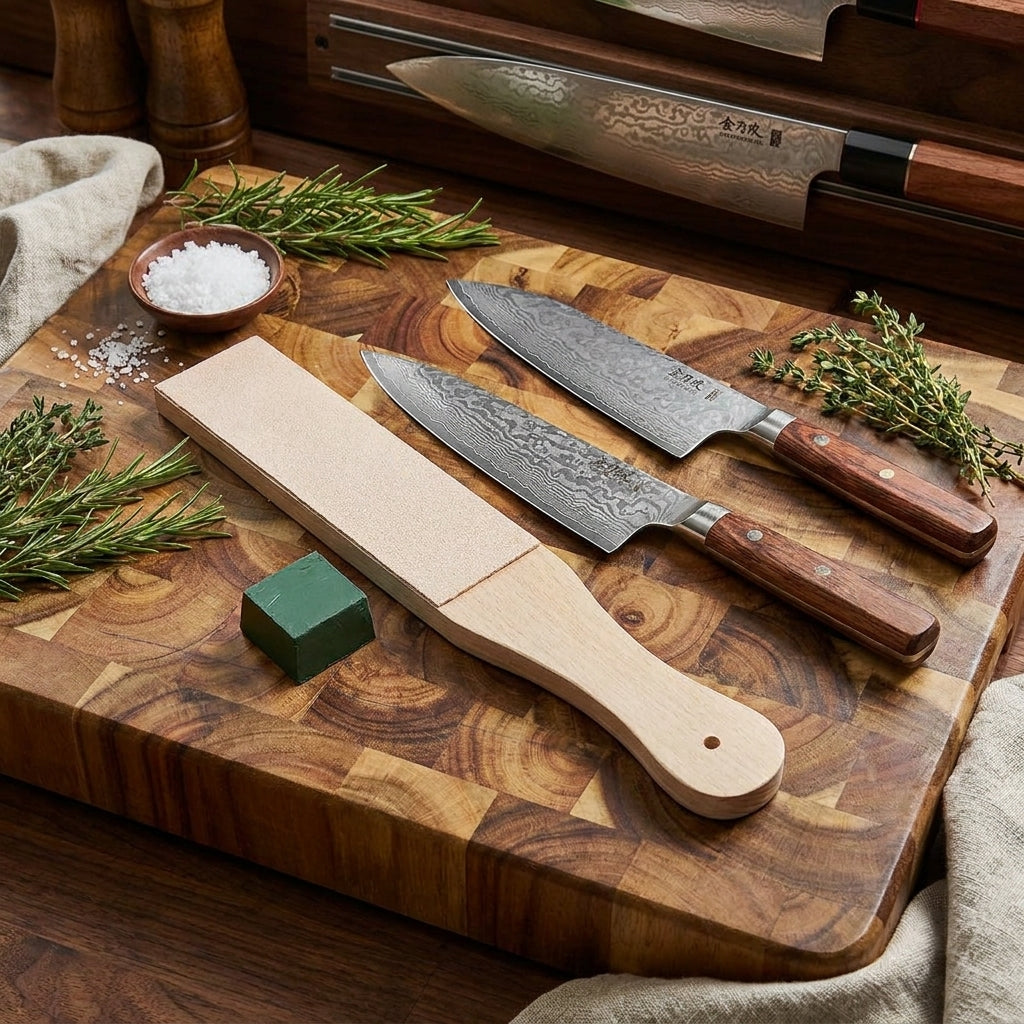 Asentador de Cuero para Afilado Profesional + Pasta Pulidora