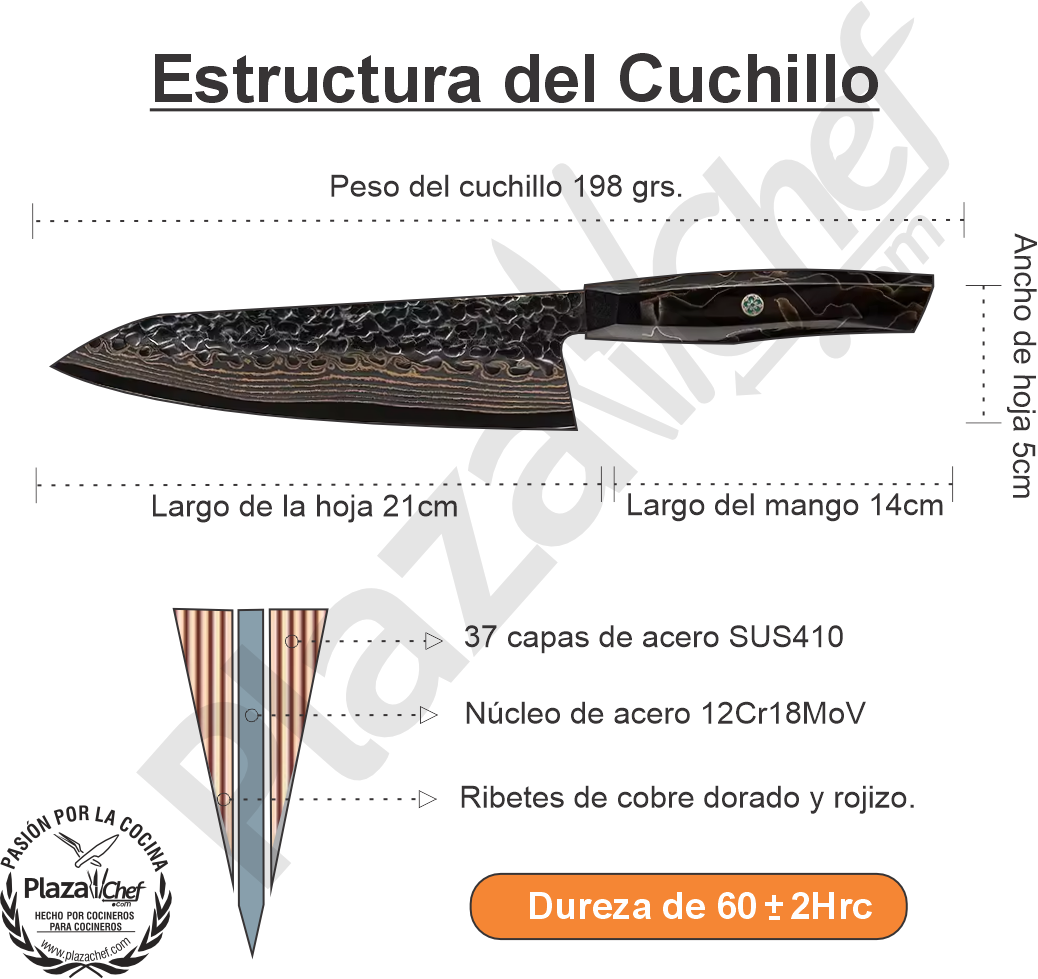 Chef 8" Damasco - Cobre (DMS-544A)