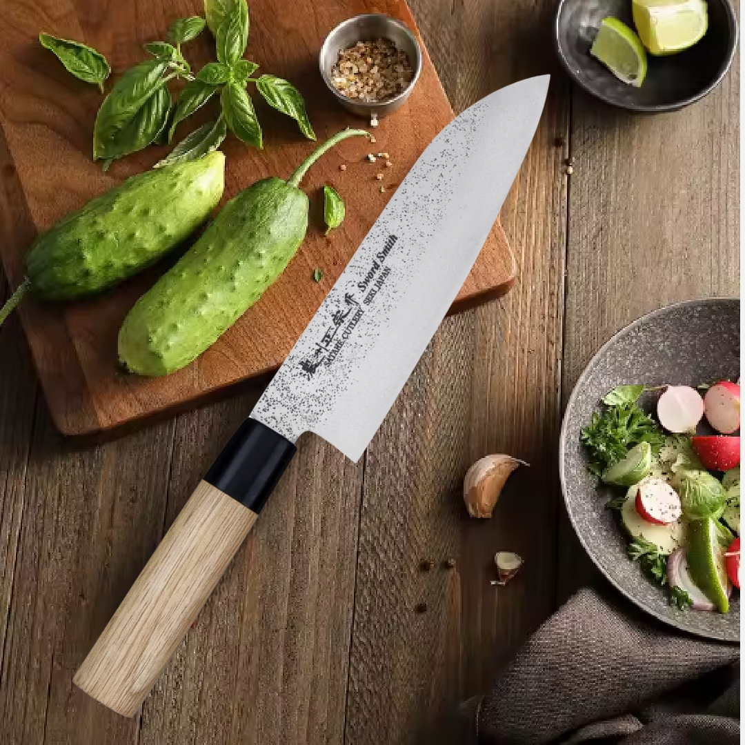 Cuchillo Satake Nashiji Natural Santoku 17 cm – 801-416 | Cuchillo Japonés AUS-8A