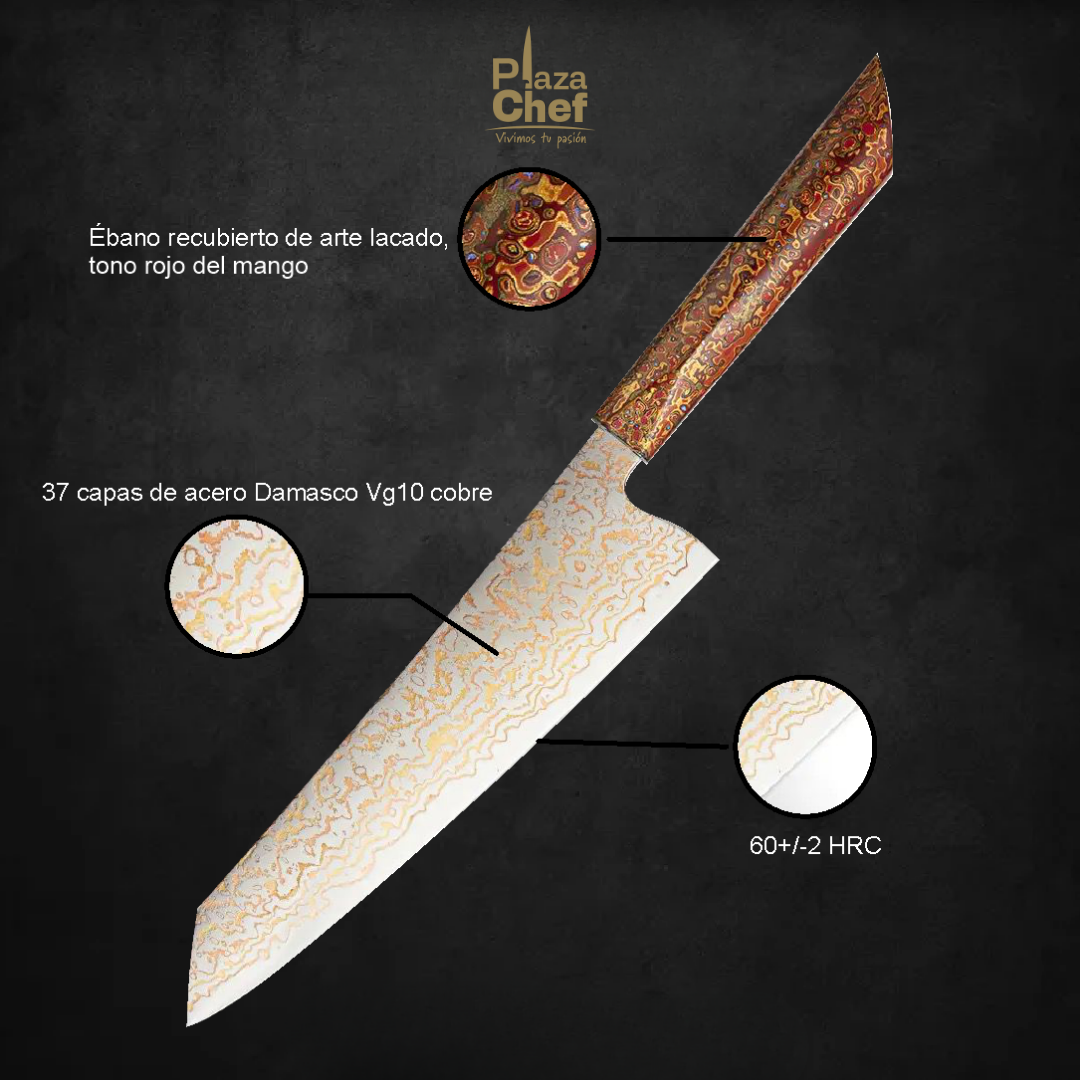 Cuchillo Kiritzuke Damasco - Cobre 8" (DMS-513)