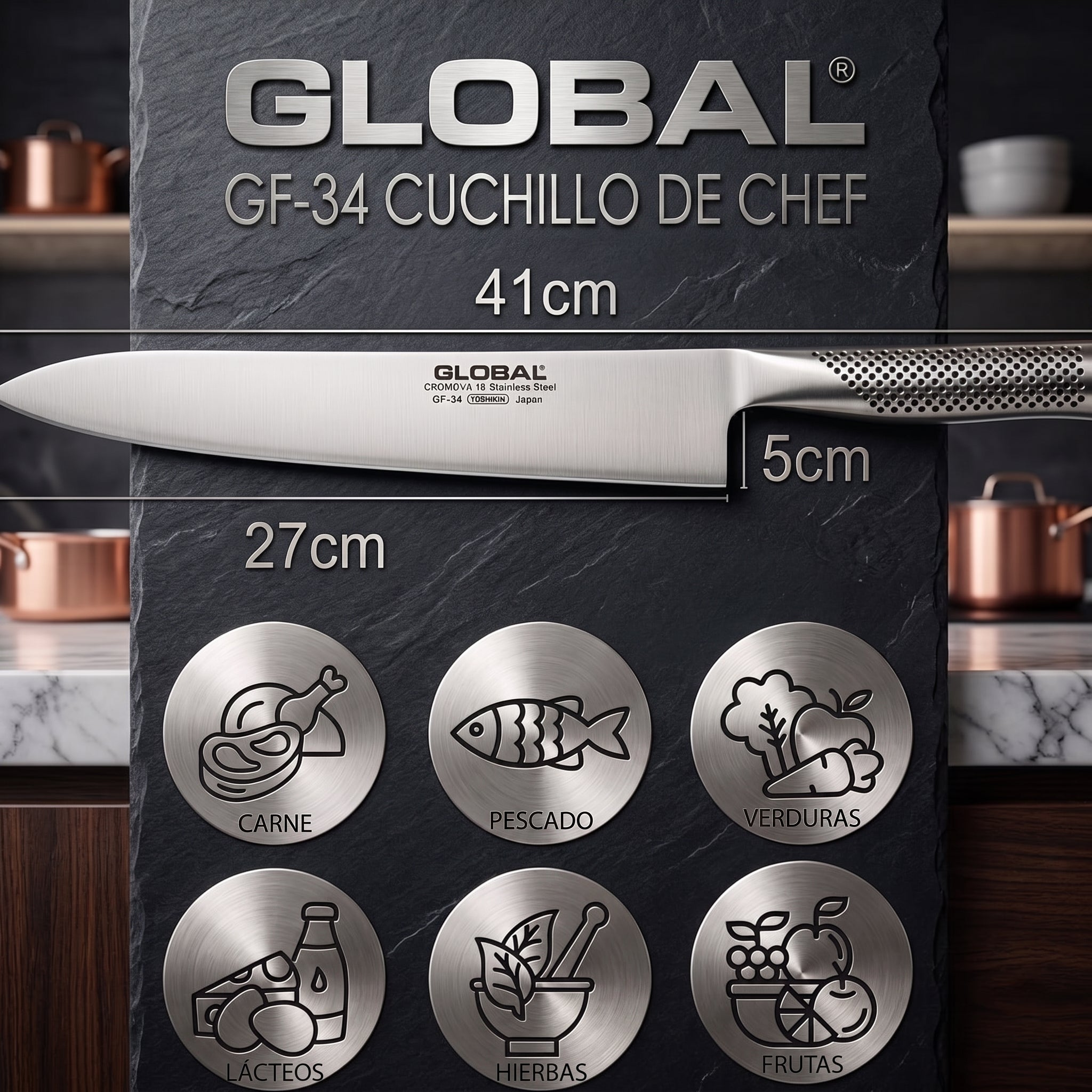 Cuchillo Chef de 27 cm Global GF-34