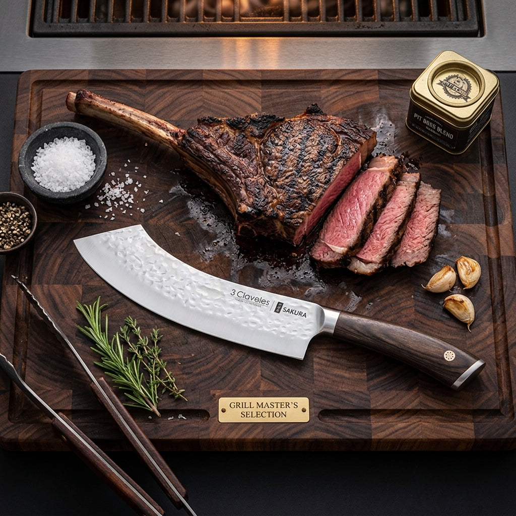 Cuchillo Carnicero Hoja Curva – 3 Claveles Sakura