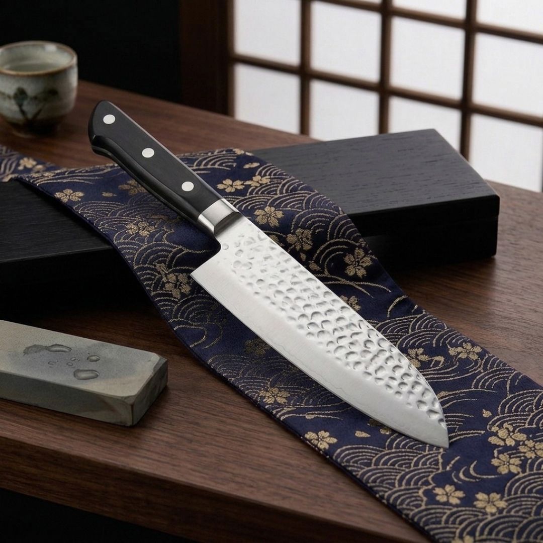 Cuchillo Santoku Hammered 7" Satake (807-913) Cuchillo Japonés Profesional