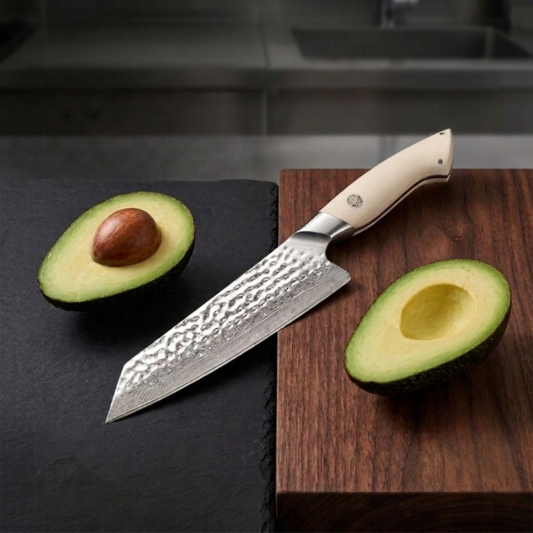 Cuchillo Kiritzuke 7" Damasco, Alto Carbono (B38H-RS)