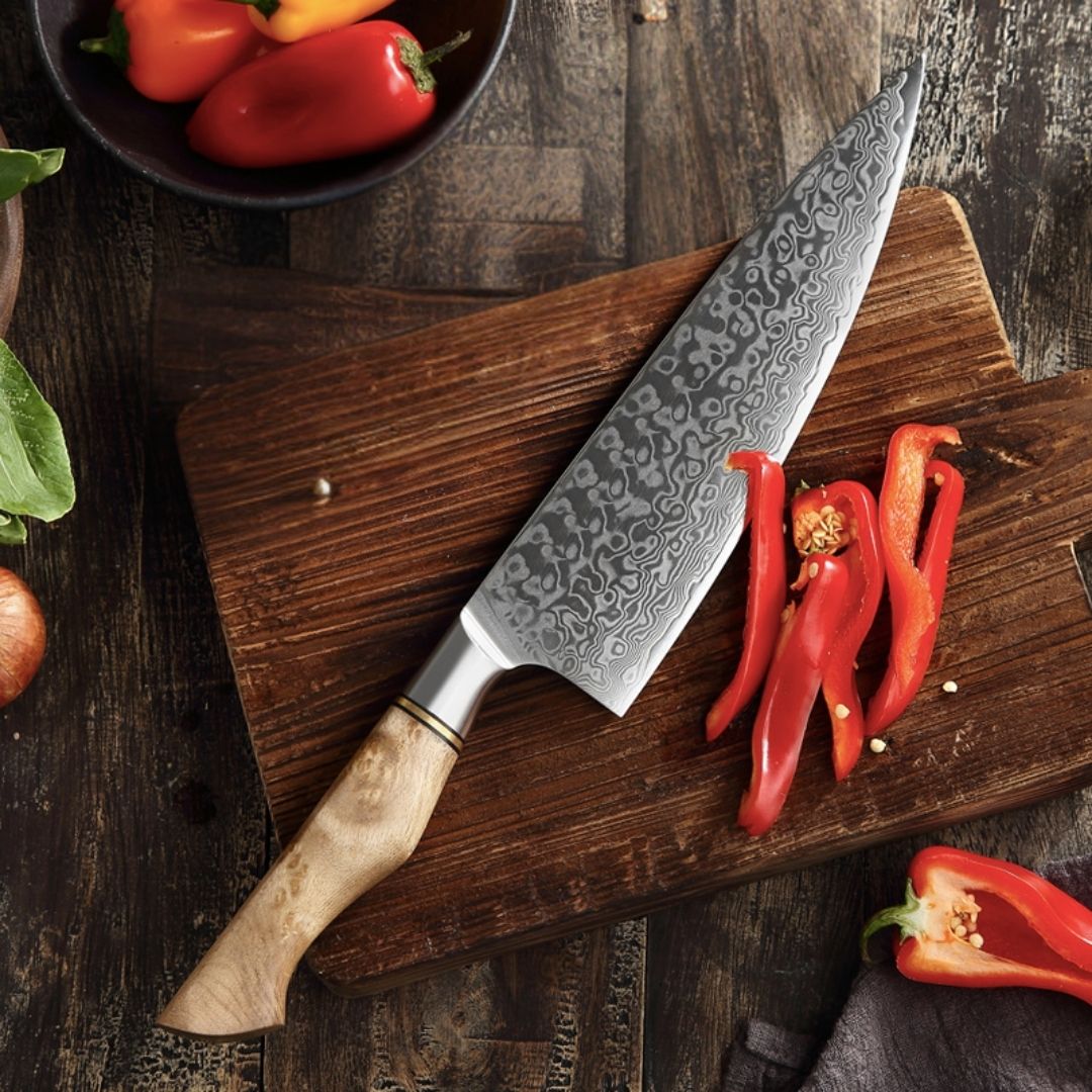 Cuchillo Chef 8" Damasco, Alto Carbono (B30-CS)