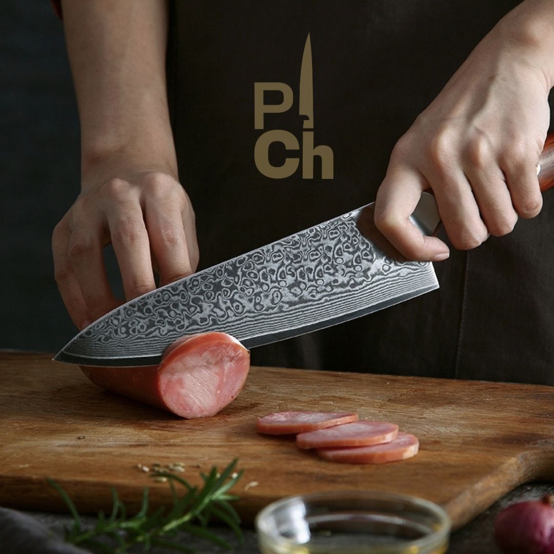 Cuchillo Chef 8" Damasco, Alto Carbono (B13R-CS)
