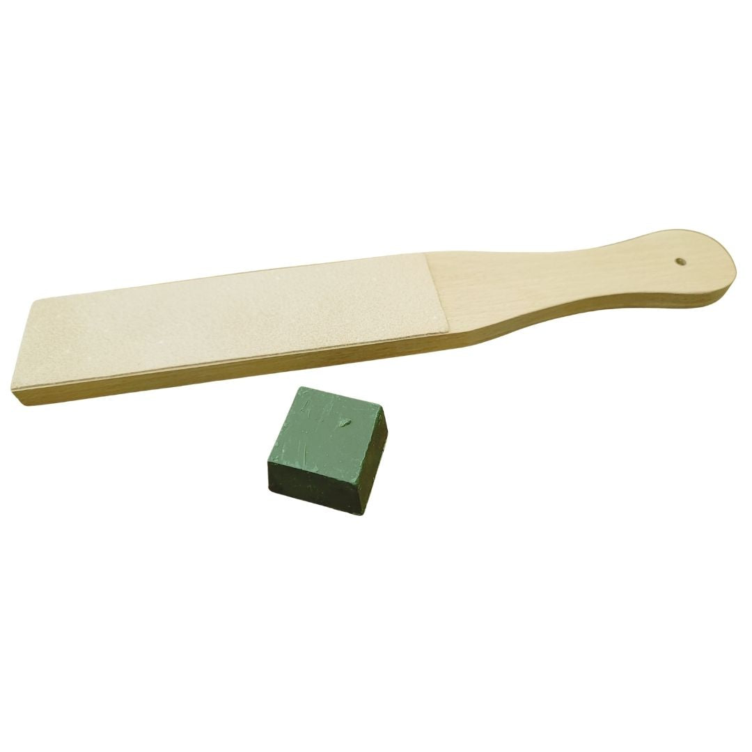 Asentador de Cuero para Afilado Profesional + Pasta Pulidora