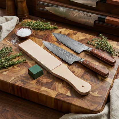 Asentador de Cuero para Afilado Profesional + Pasta Pulidora