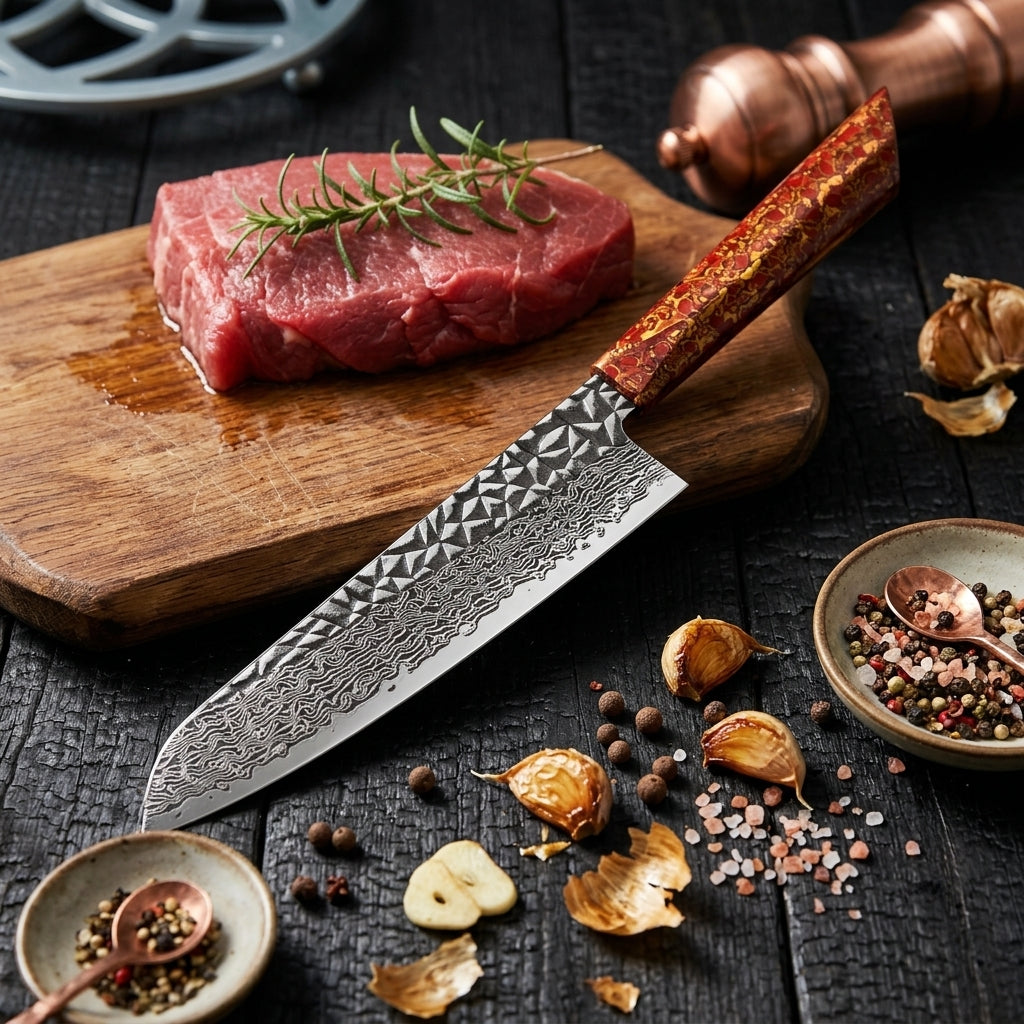 Cuchillo Gyuto 8" Damasco, Alto Carbono (DMS-137-A2)