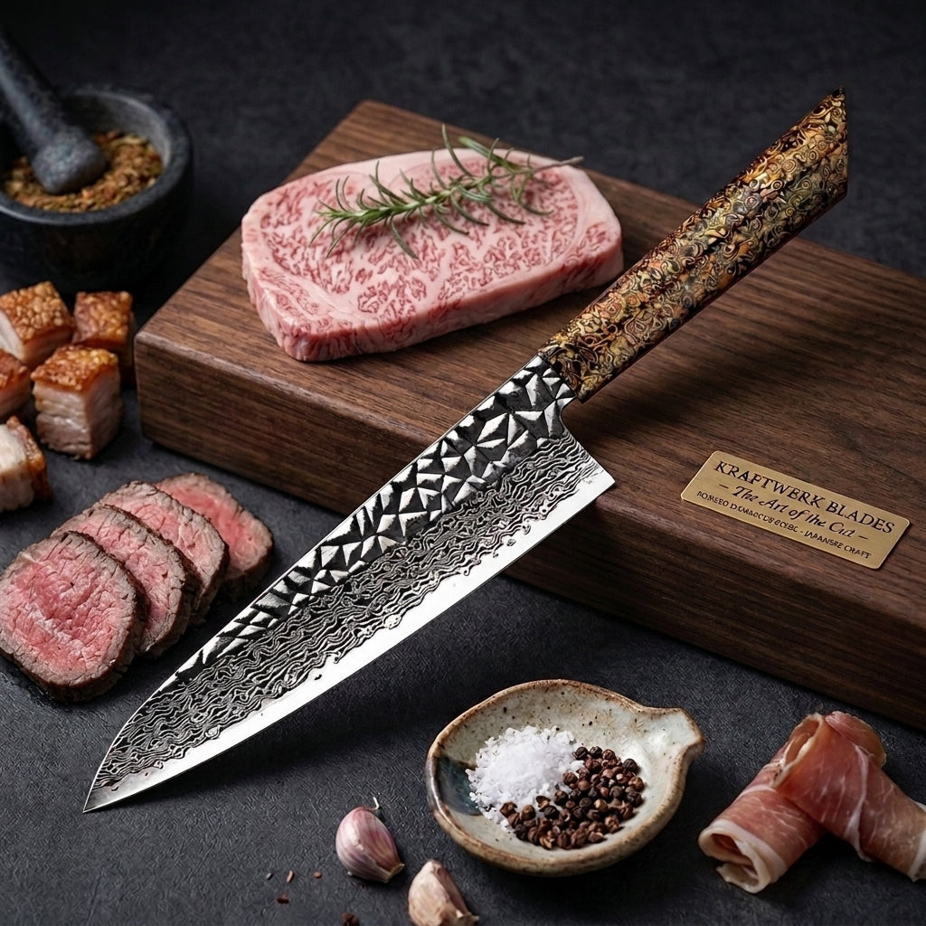 Cuchillo Gyuto 8" Damasco, Alto Carbono (DMS-137-A3)