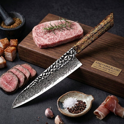 Cuchillo Gyuto 8" Damasco, Alto Carbono (DMS-137-A3)