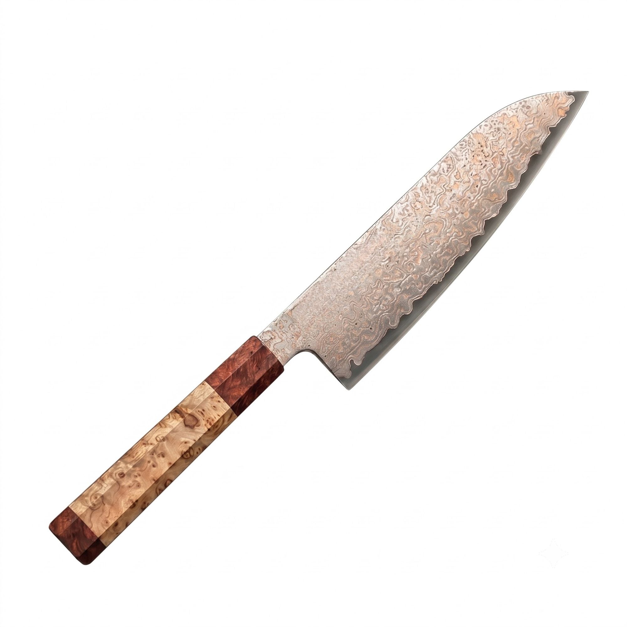Cuchillo Santoku 7" Damasco Tricolor, Alto Carbono (X05C-RS)