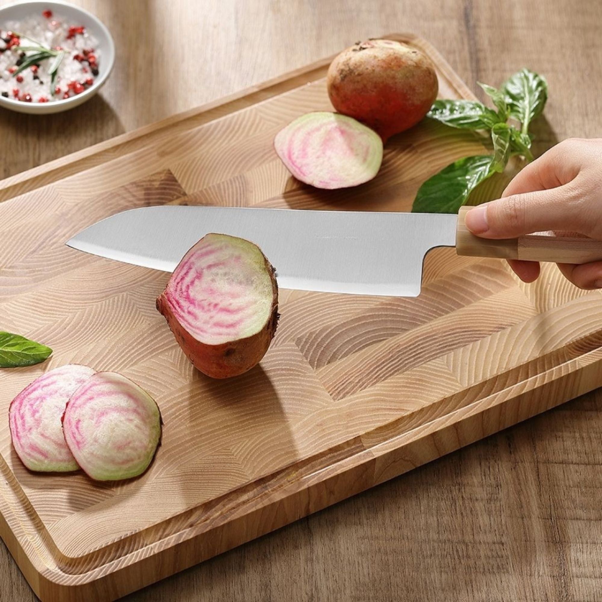 Cuchillo Santoku 7" Serie Retro Acero Aogami #2 Japones (PM8M-RS)