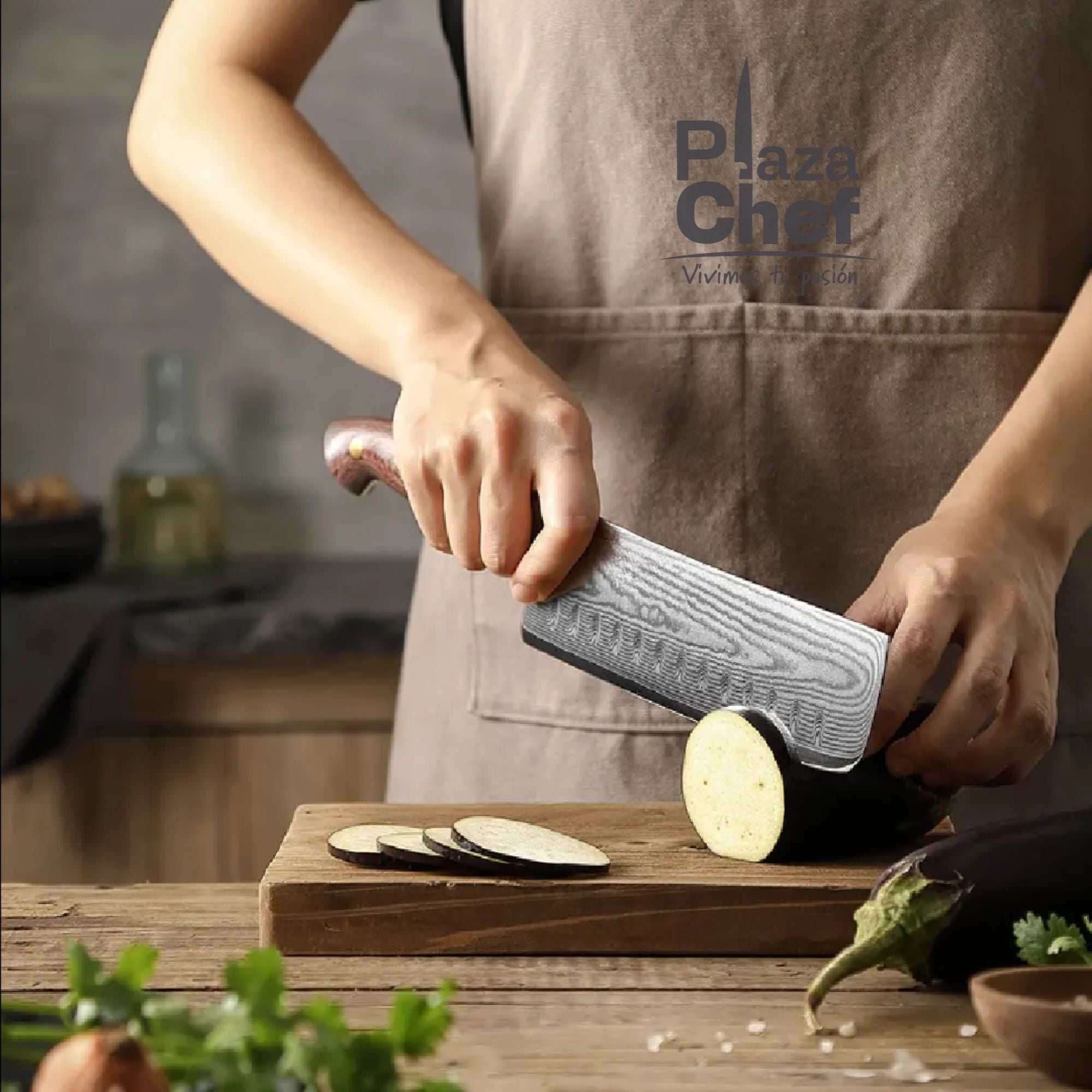 Cuchillo Nakiri 7" Damasco, Alto Carbono (X02M-XC)