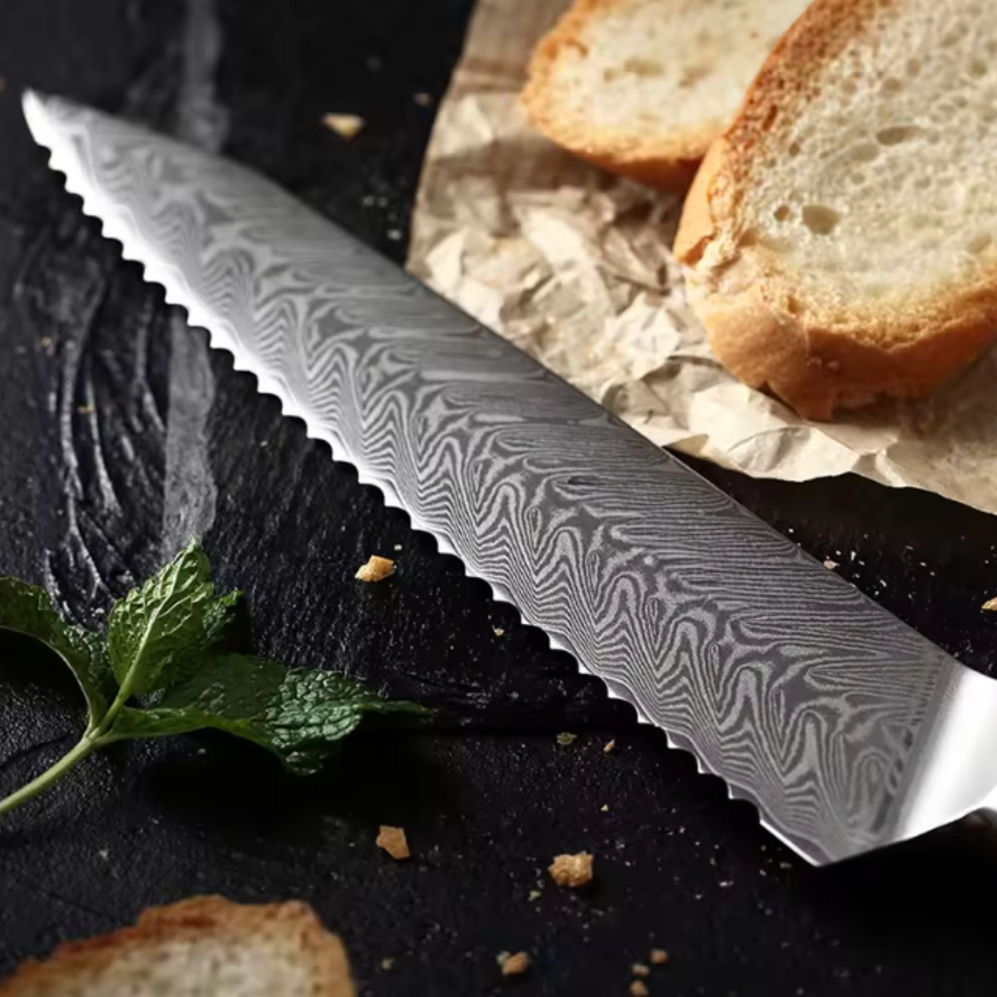 Cuchillo Serrucho 8.5" Damasco, Alto Carbono (B27-MB)