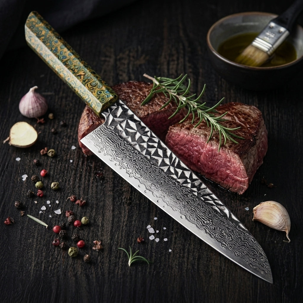 Cuchillo Gyuto 8" Damasco, Alto Carbono (DMS-137-A4)