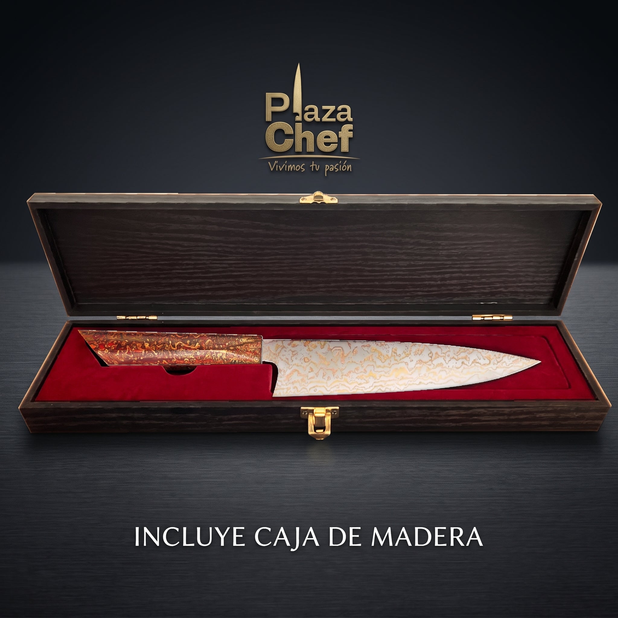 Cuchillo Chef 8" Damasco - Cobre, Alto Carbono (DMS-513A)