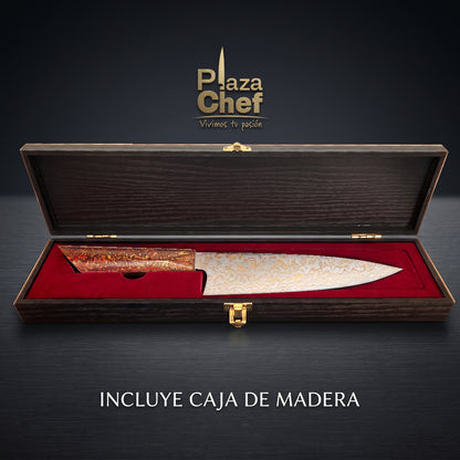 Cuchillo Chef 8" Damasco - Cobre, Alto Carbono (DMS-513A)