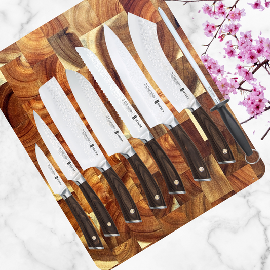 Set de Cuchillos Profesionales 3 Claveles Sakura - 8 Piezas