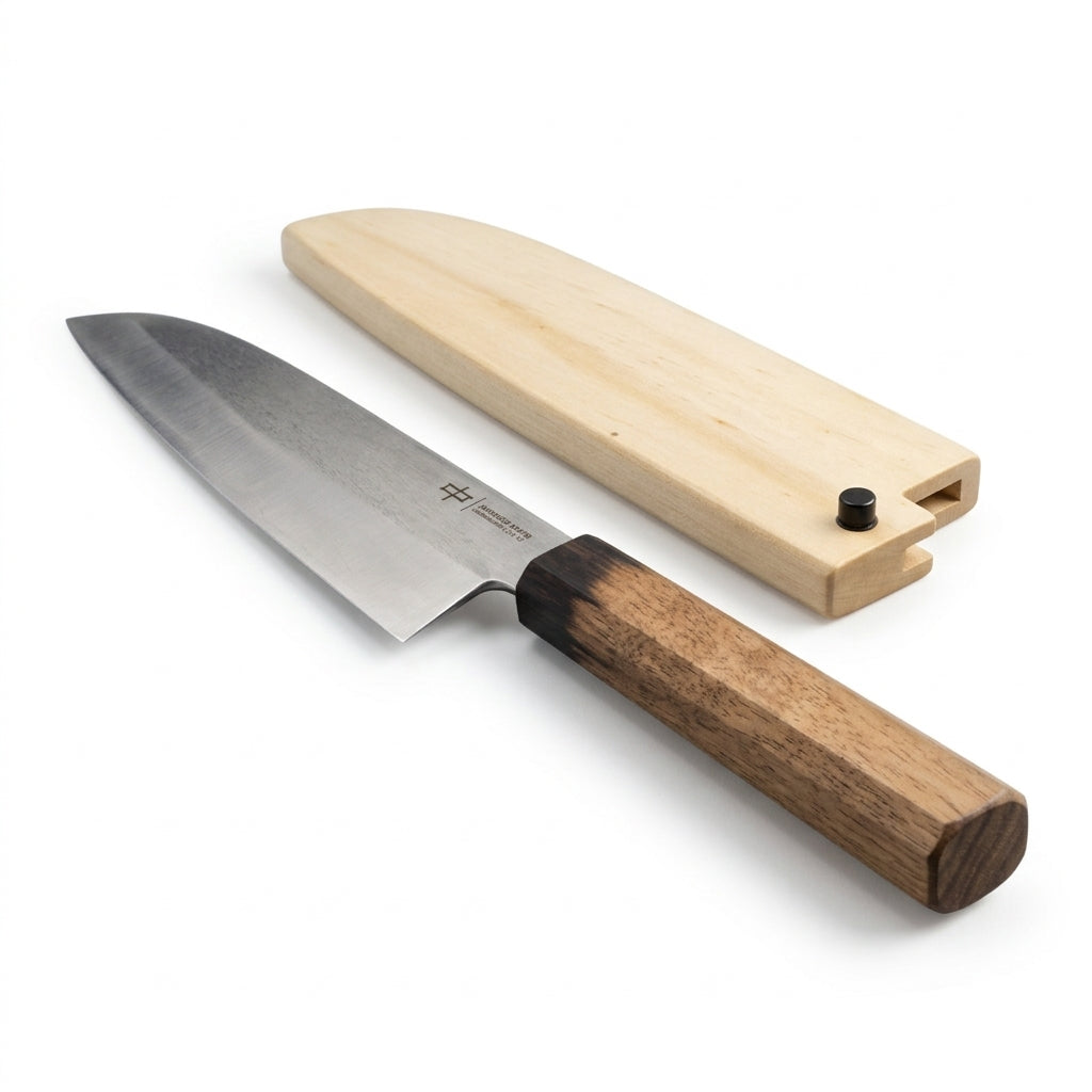 Cuchillo Santoku de 7", hecho a mano.