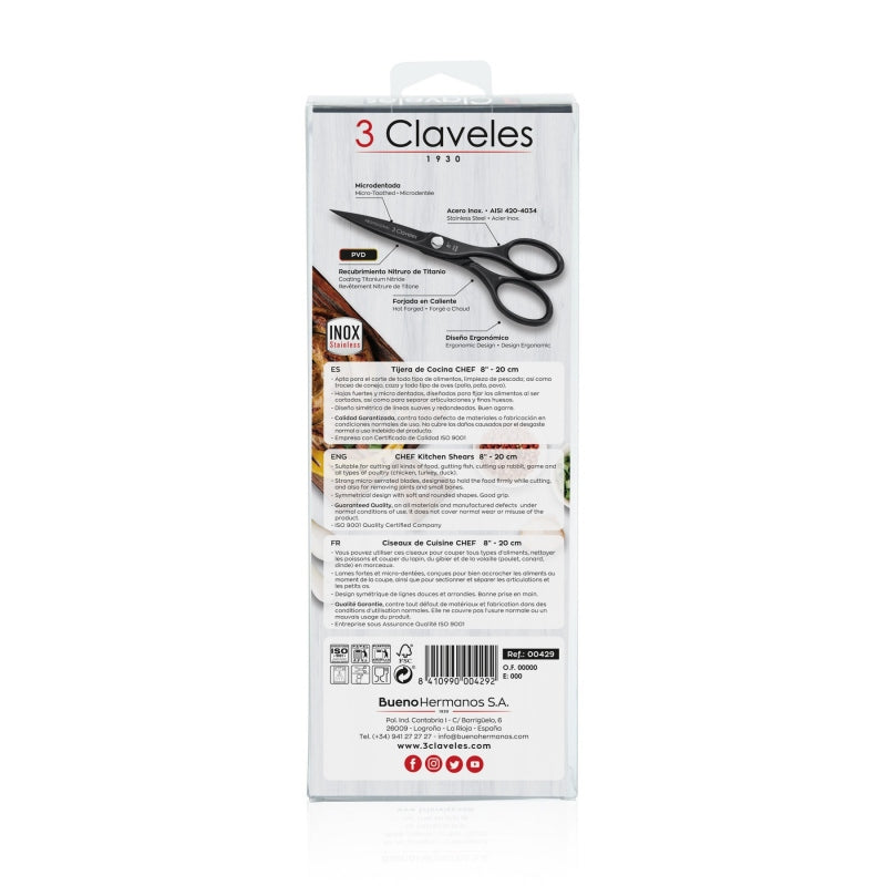 Tijeras de Cocina Titanio 3 Claveles